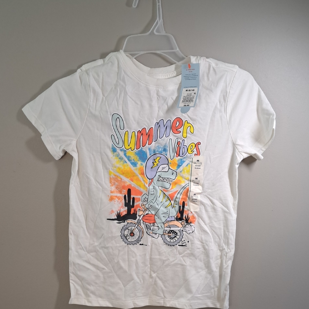 White and Yellow Short Sleeve Tees with Graphic Designs